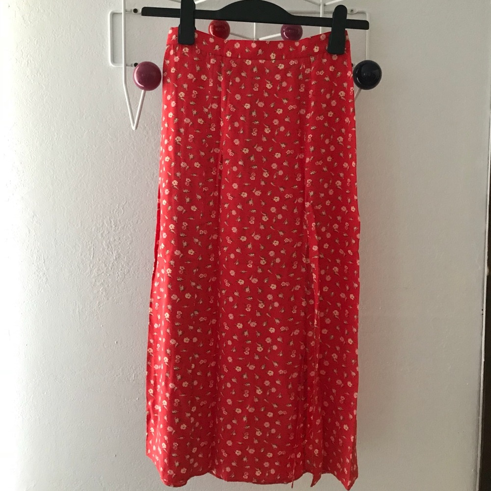 & Other Stories red floral midi skirt